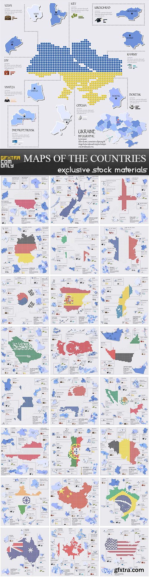 Maps of the Countries - Infographics, 25xEPS