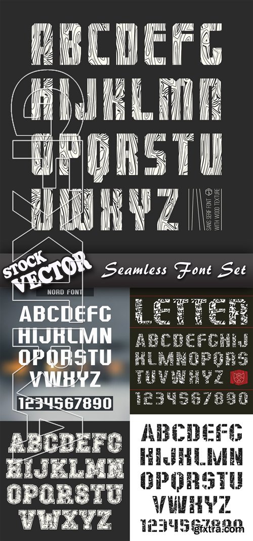 Stock Vector - Seamless Font Set