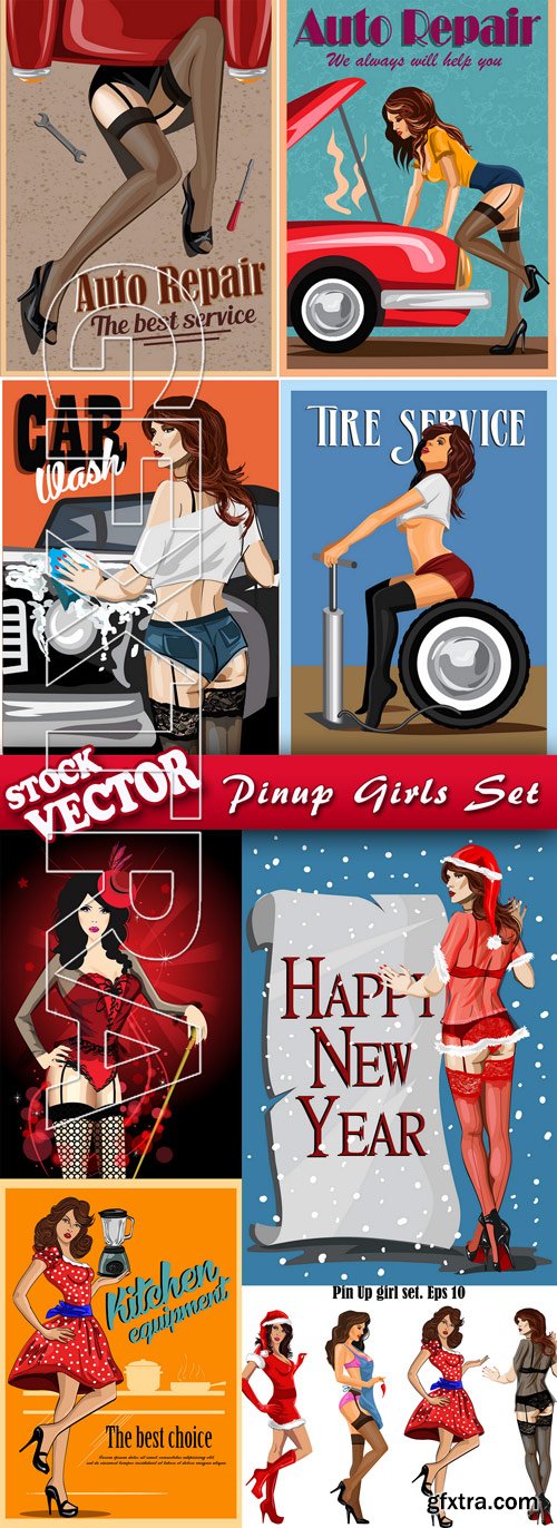 Stock Vector - Pinup Girls Set