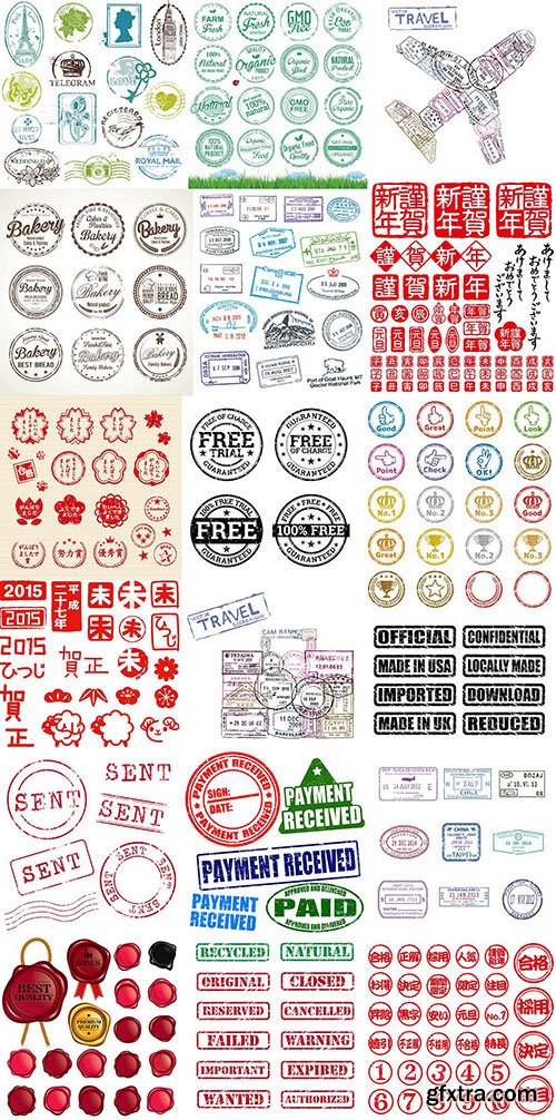 Stamps Vector Collection, 25xEPS