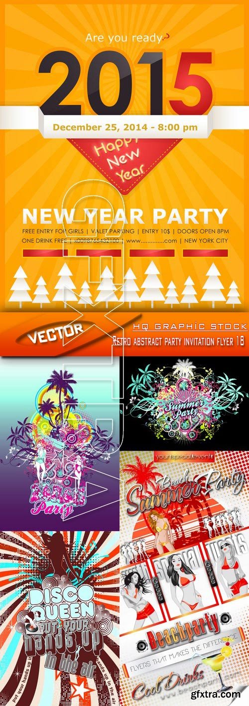 Stock Vector - Retro abstract party invitation flyer 18