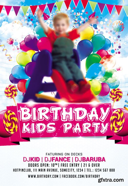 Kids Party Flyer PSD Template