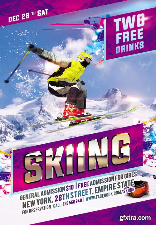 Skiing Flyer PSD Template