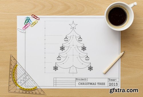 Stock Photos - Blueprint Happy New Year, 25xJPG