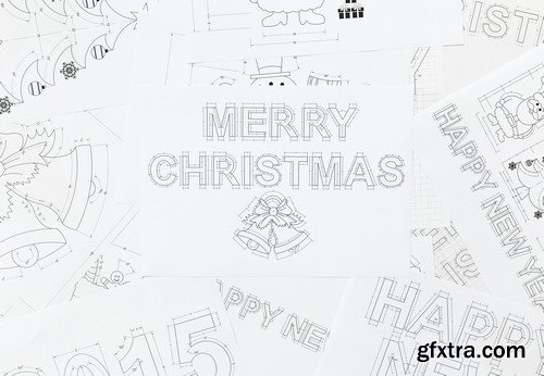 Stock Photos - Blueprint Happy New Year, 25xJPG