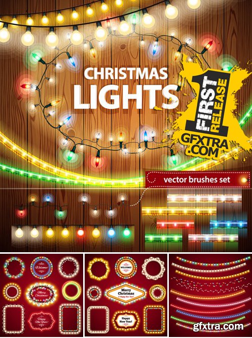 Stock Vectors - Christmas Lights, 25xEPS