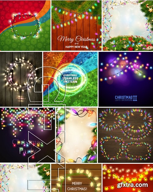 Stock Vectors - Christmas Lights, 25xEPS