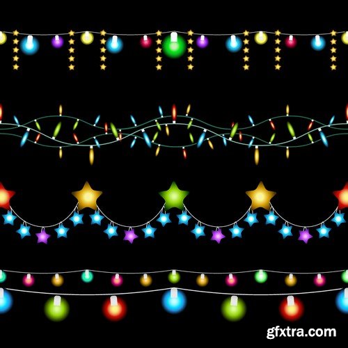 Stock Vectors - Christmas Lights, 25xEPS