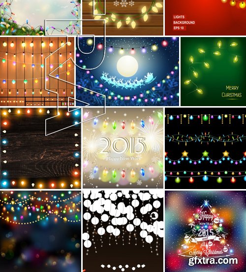 Stock Vectors - Christmas Lights, 25xEPS