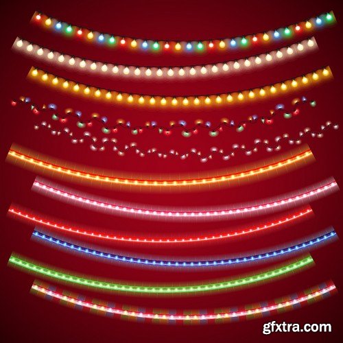 Stock Vectors - Christmas Lights, 25xEPS