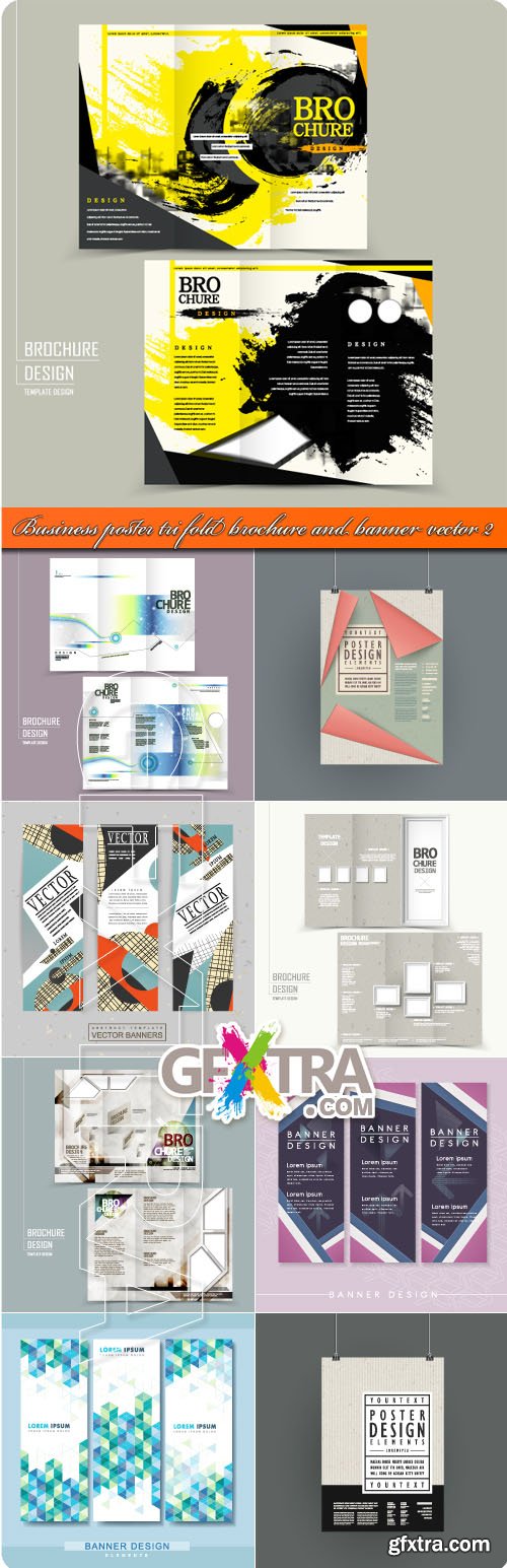 Business poster tri fold brochure and banner vector 2