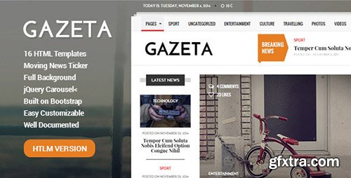 ThemeForest - Gazeta - Responsive Magazine & News Template - RIP