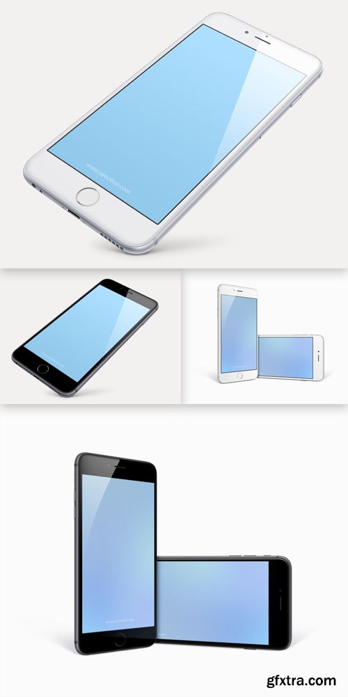 Perspective and Combined iPhone 6 Plus PSD Templates