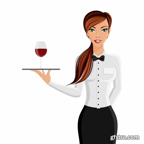 Collection of vector images waiters 25 Eps