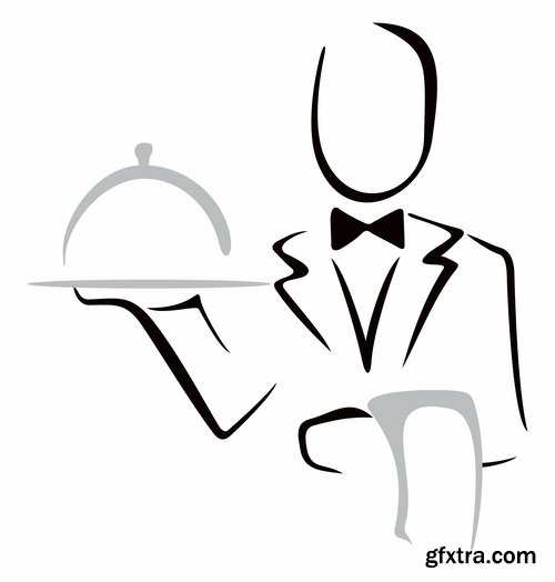 Collection of vector images waiters 25 Eps