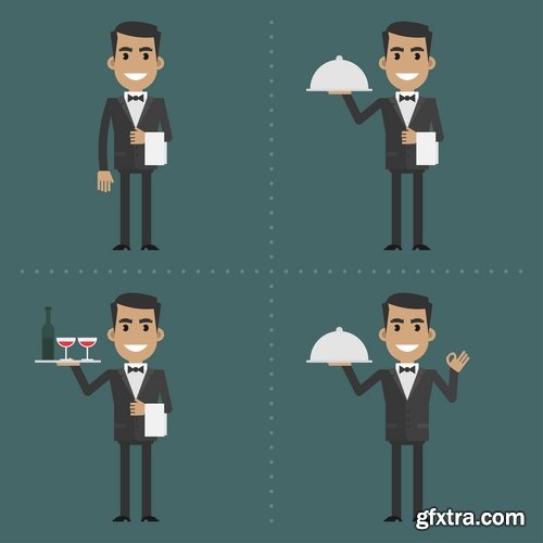 Collection of vector images waiters 25 Eps