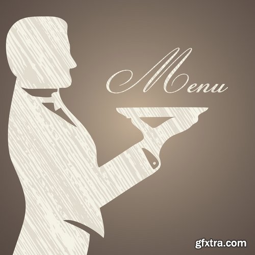 Collection of vector images waiters 25 Eps