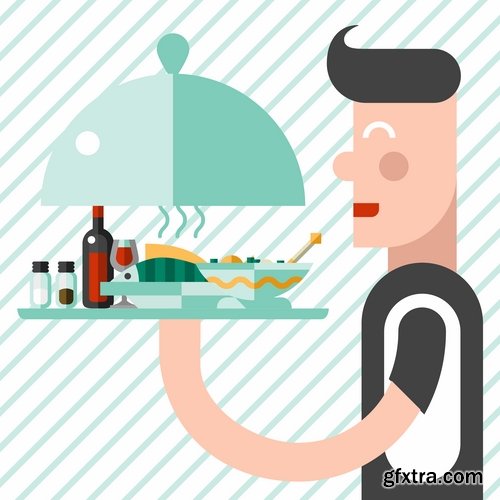 Collection of vector images waiters 25 Eps