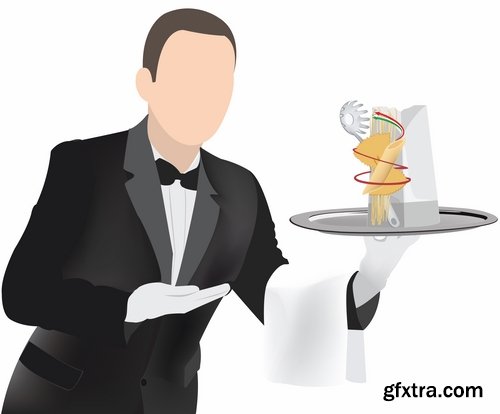 Collection of vector images waiters 25 Eps