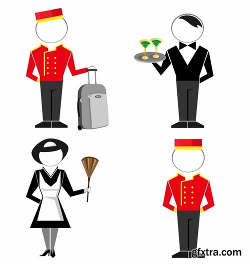 Collection of vector images waiters 25 Eps