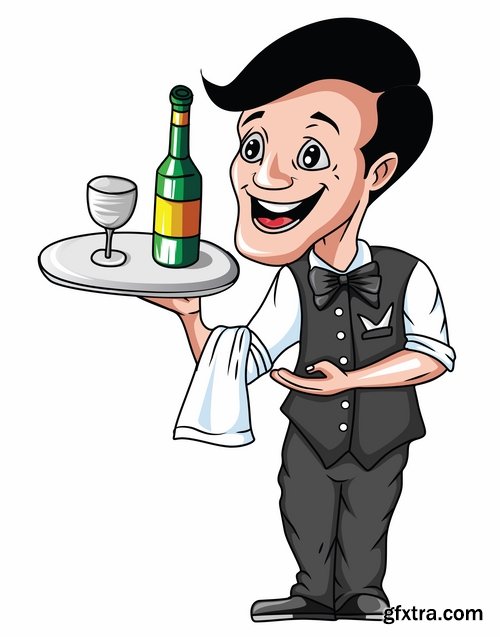 Collection of vector images waiters 25 Eps