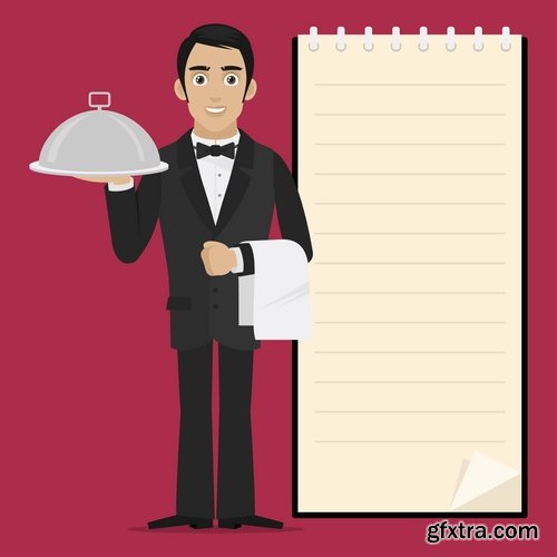 Collection of vector images waiters 25 Eps