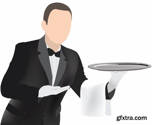 Collection of vector images waiters 25 Eps