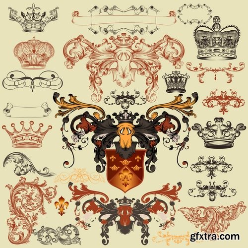 Collection of vector images of various coats of arms 25 Eps