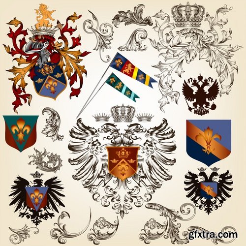 Collection of vector images of various coats of arms 25 Eps