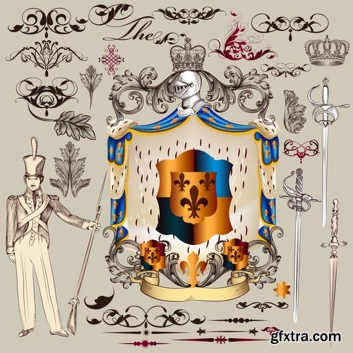 Collection of vector images of various coats of arms 25 Eps