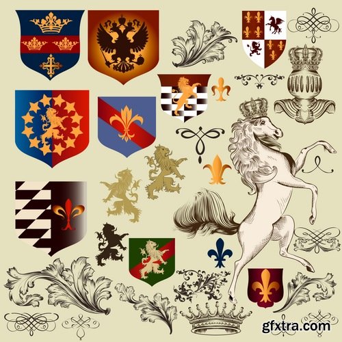 Collection of vector images of various coats of arms 25 Eps