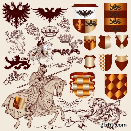 Collection of vector images of various coats of arms 25 Eps