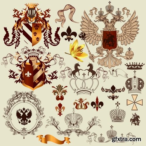 Collection of vector images of various coats of arms 25 Eps