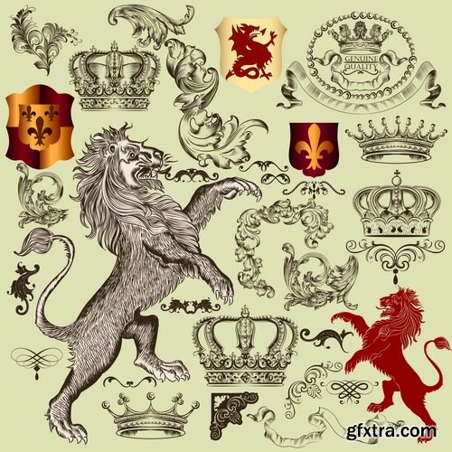 Collection of vector images of various coats of arms 25 Eps