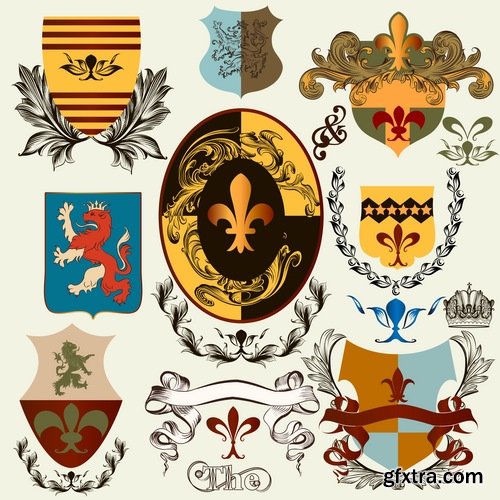 Collection of vector images of various coats of arms 25 Eps