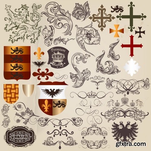 Collection of vector images of various coats of arms 25 Eps