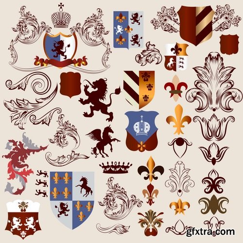 Collection of vector images of various coats of arms 25 Eps