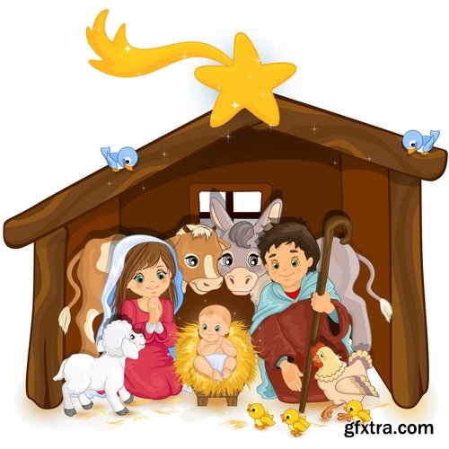 Collection of vector images of the birth of Jesus Christ 25 Eps