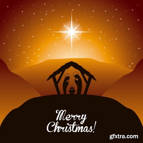 Collection of vector images of the birth of Jesus Christ 25 Eps