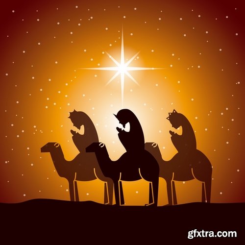 Collection of vector images of the birth of Jesus Christ 25 Eps