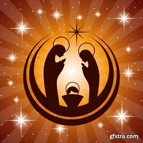 Collection of vector images of the birth of Jesus Christ 25 Eps