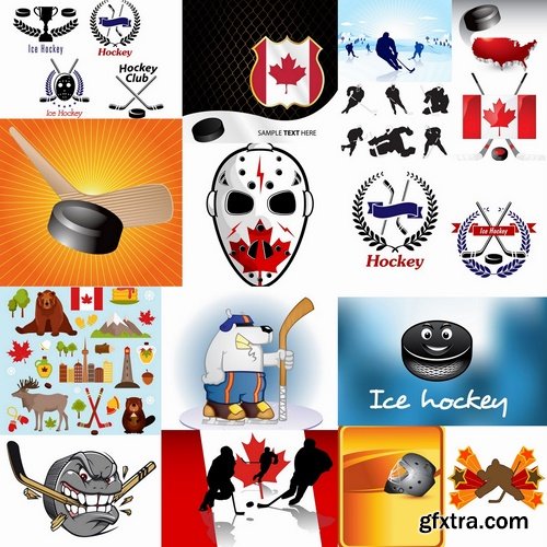 Collection of vector images of hockey 25 Eps