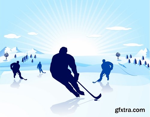 Collection of vector images of hockey 25 Eps