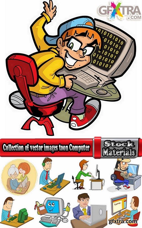 Collection of vector images toon Computer 25 Eps