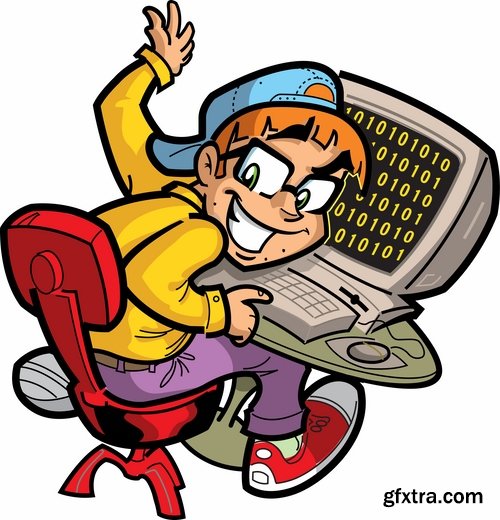 Collection of vector images toon Computer 25 Eps