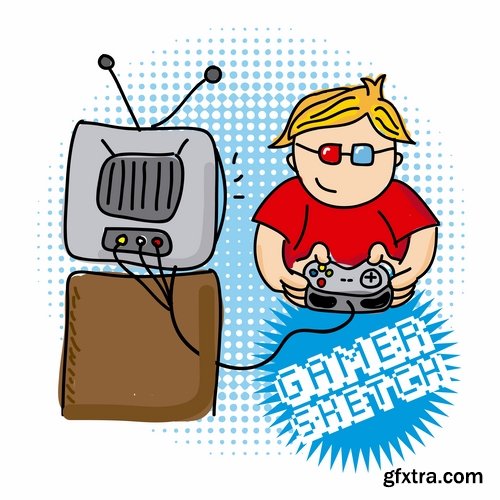 Collection of vector images toon Computer 25 Eps