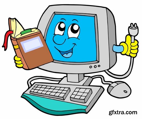 Collection of vector images toon Computer 25 Eps