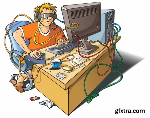 Collection of vector images toon Computer 25 Eps