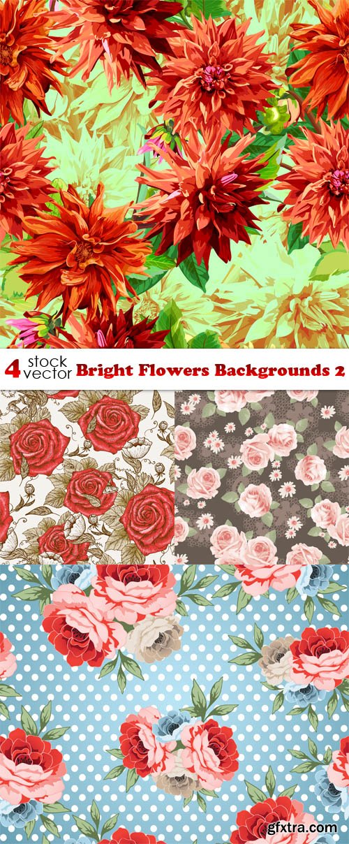 Vectors - Bright Flowers Backgrounds 2