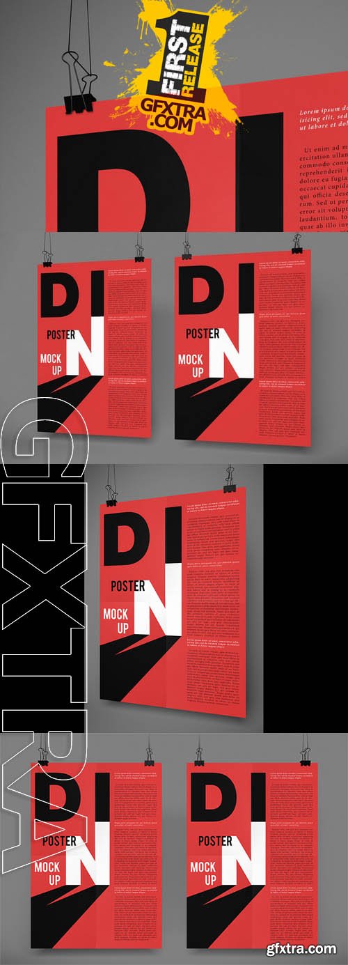 DIN Poster Mockups N°1 for Photoshop - CM 139536